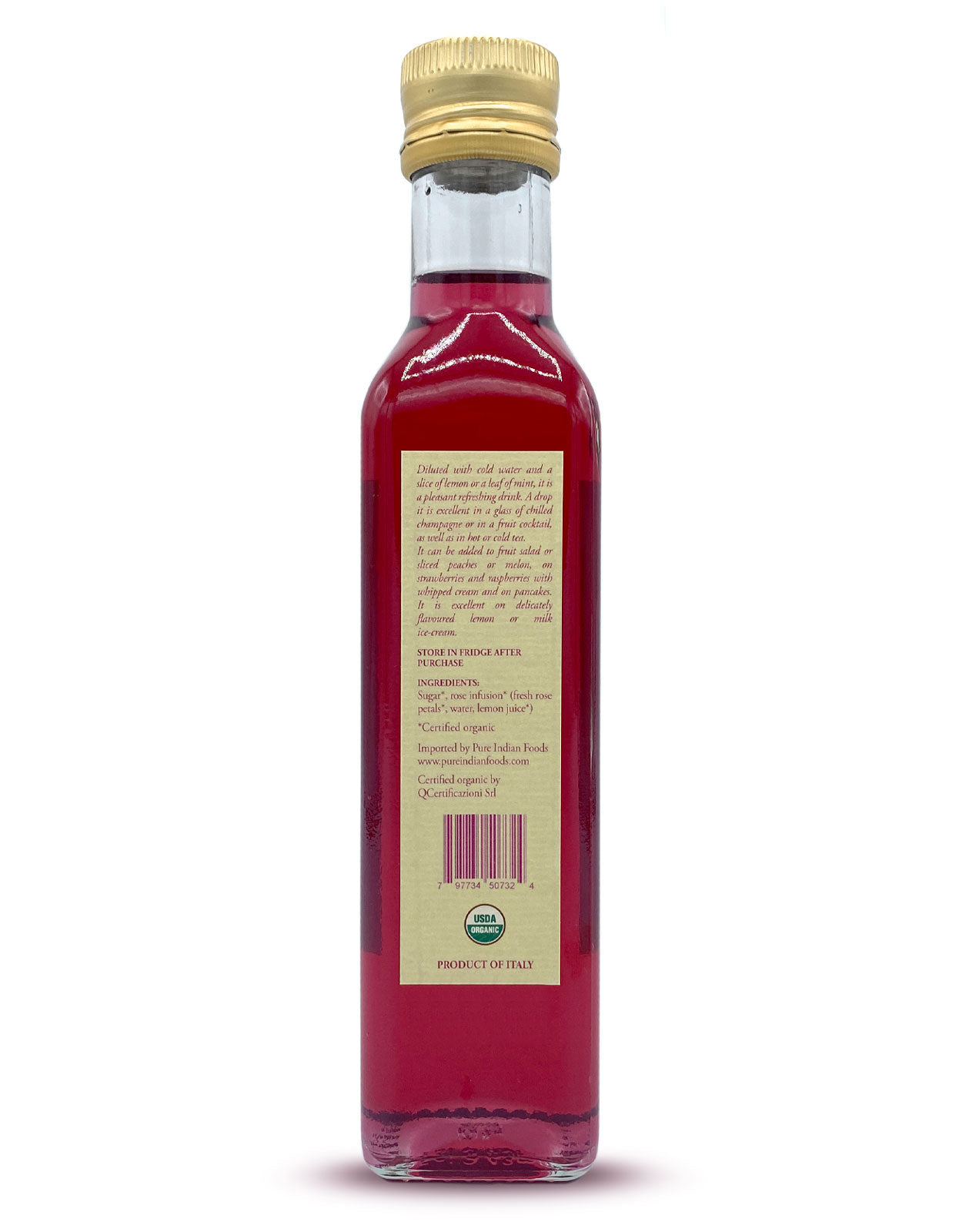 Rose Syrup, Certified Organic - 8.5 oz (250mL)