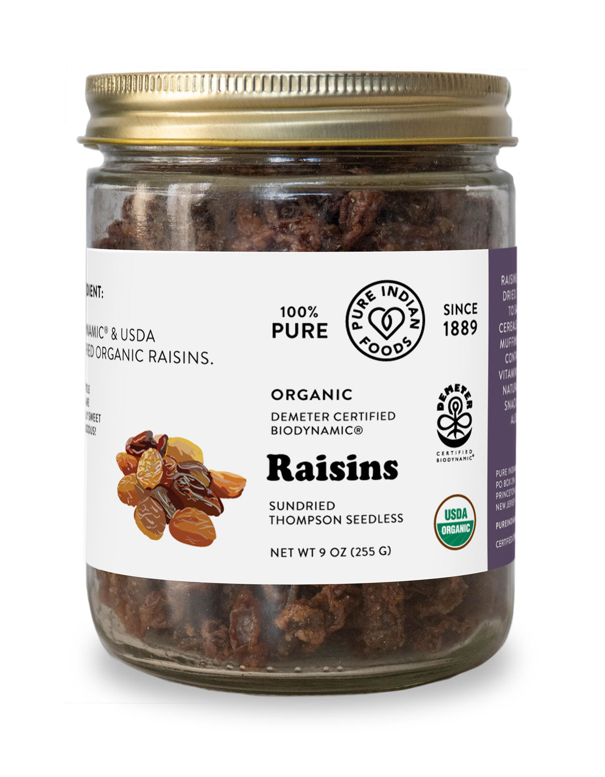 Raisins, Sun-dried Thompson Seedless, Certified Organic - 9 oz