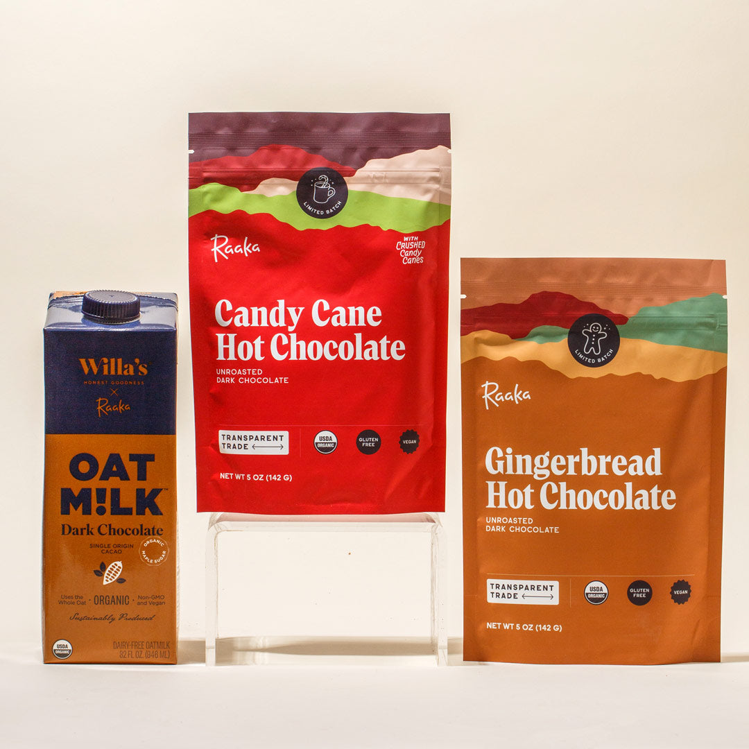 Holiday Hot Chocolate Oat Milk Bundle by Raaka Chocolate