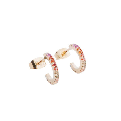 Rainbow Crystal Huggie Hoops by Honeycat