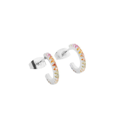 Rainbow Crystal Huggie Hoops by Honeycat