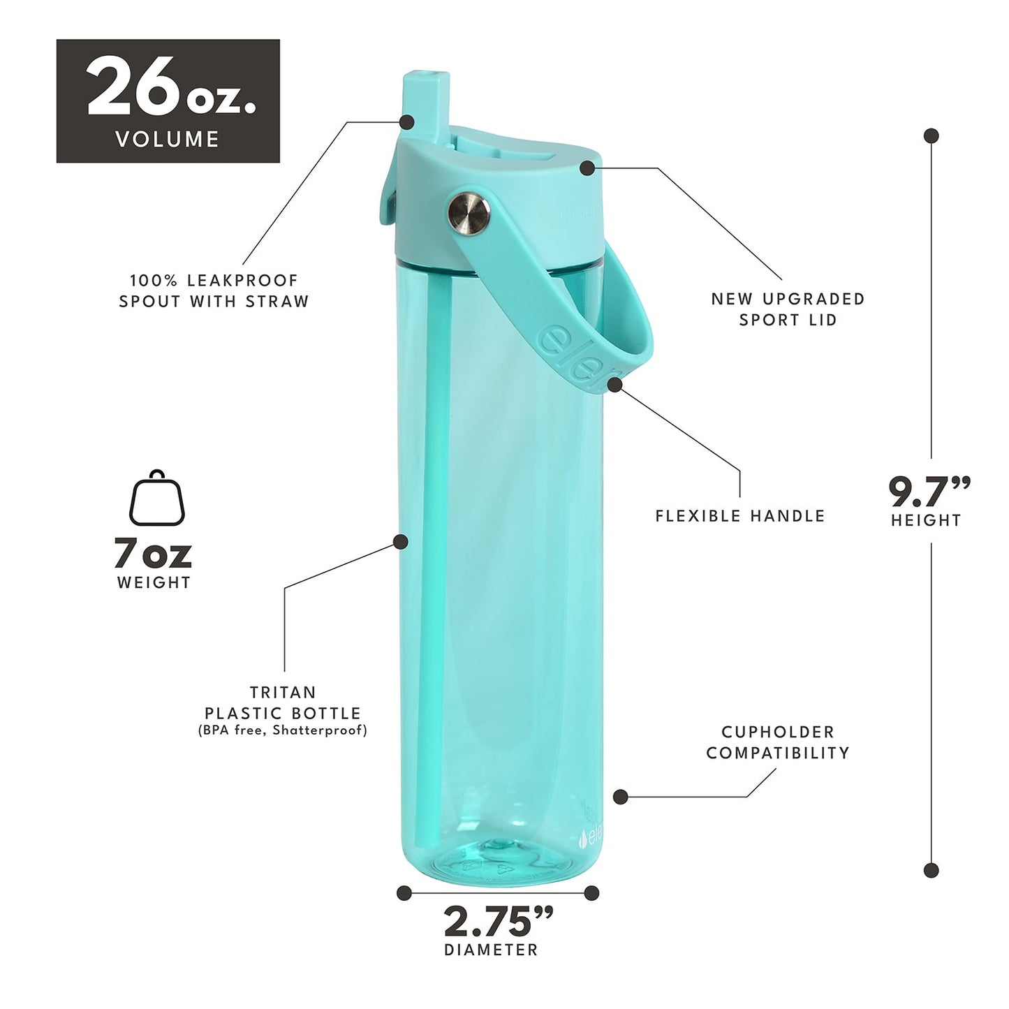 26 oz Tritan Plastic Water Bottle - Robin's Egg