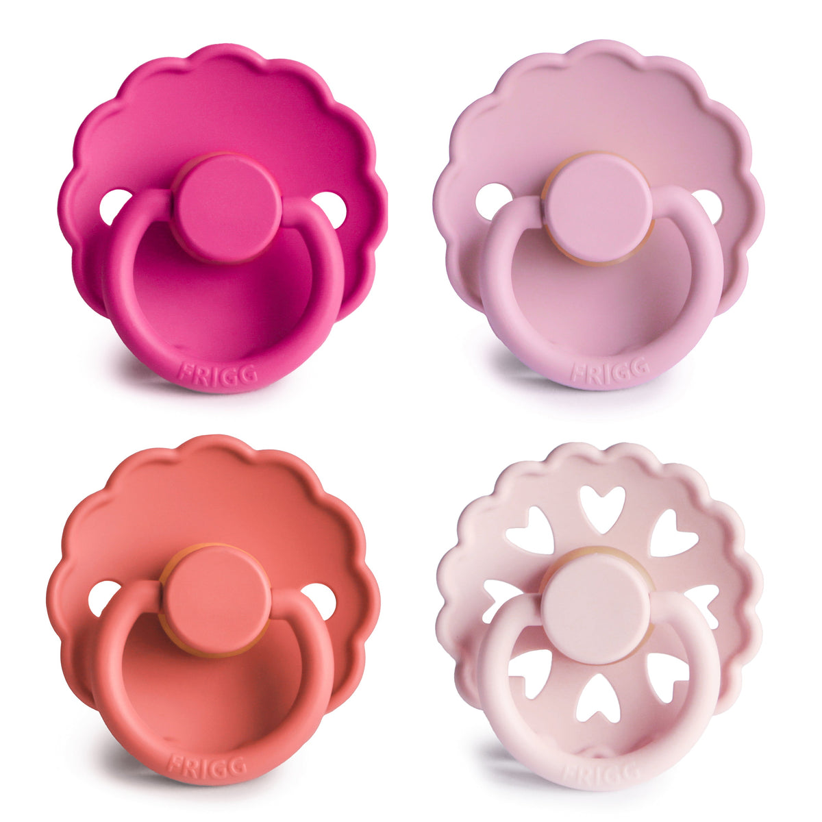 FRIGG Natural Rubber Rosy Romance Pacifier 4-Pack