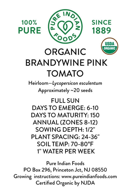 Organic Brandywine Pink Tomato Seeds