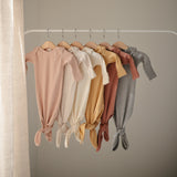 Ribbed Knotted Baby Gown + Beanie