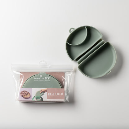 Silifold: Compact Children's Portable Plate - Sage by Miniware