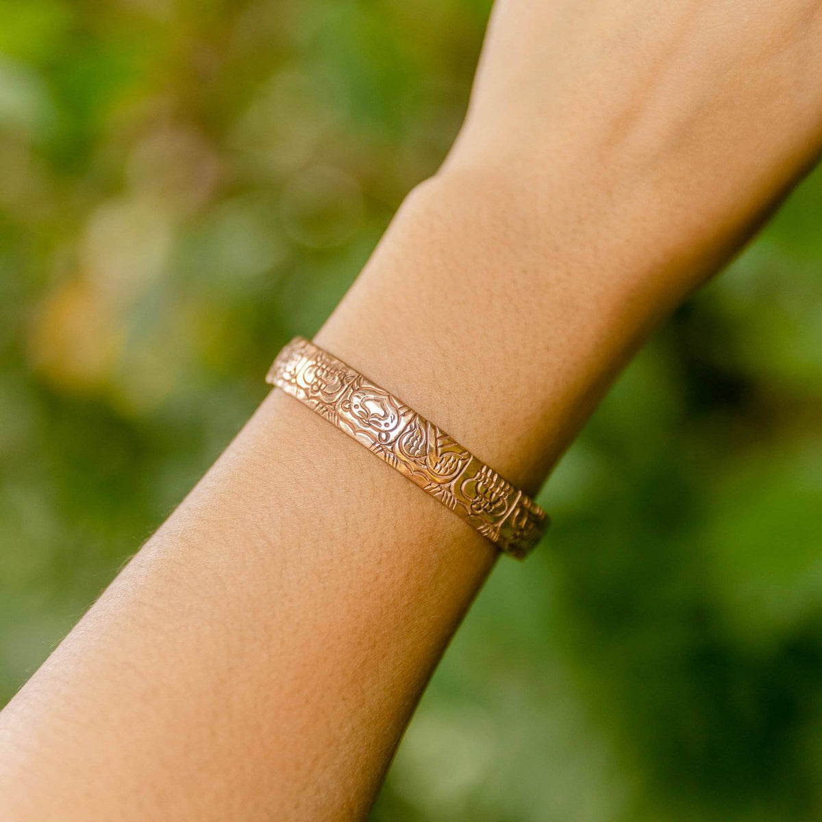 Fair Trade Astamangala Copper Healing Bangle by Tiny Rituals