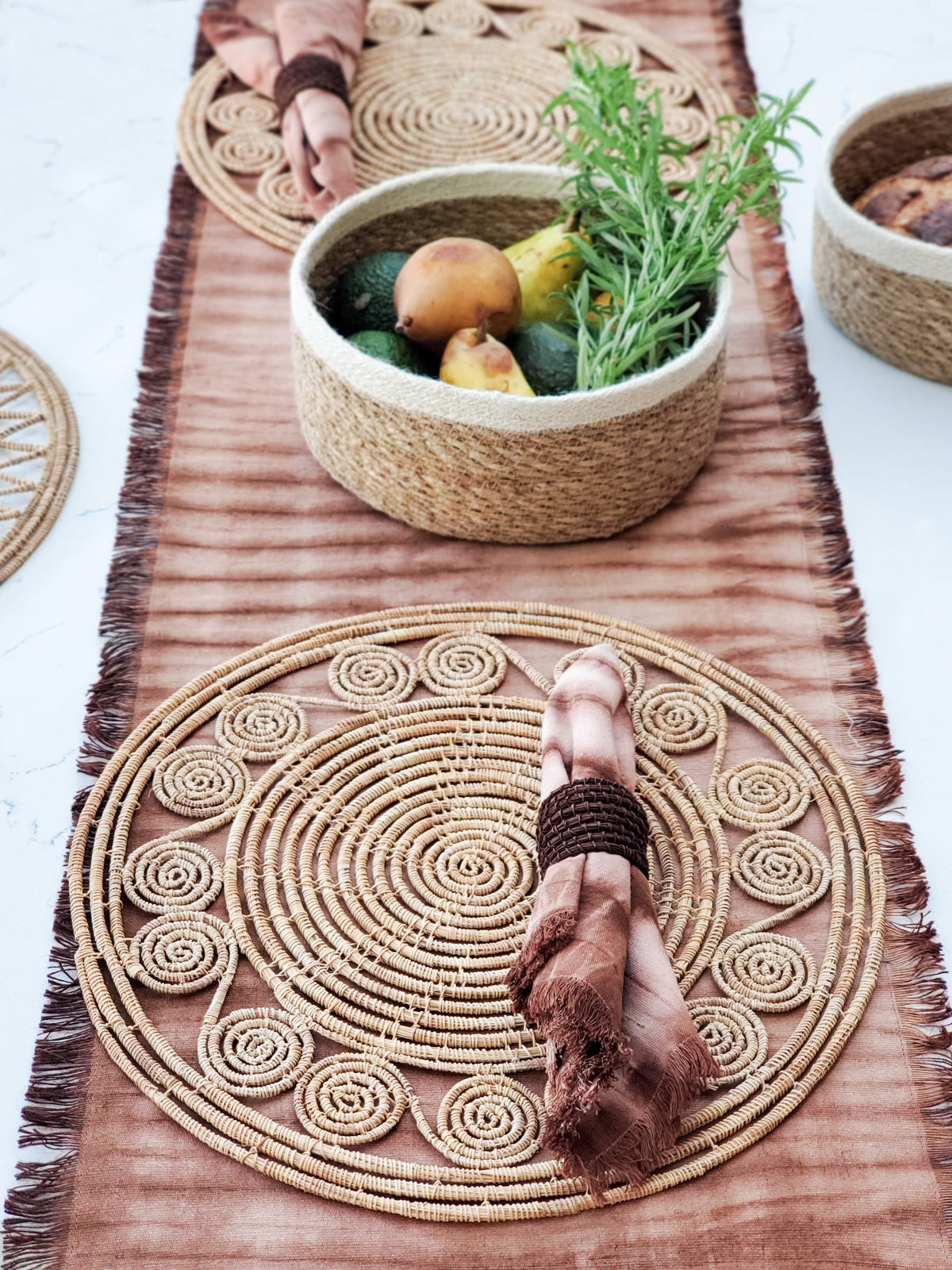 Woven Palm Fiber Napkin Ring - Brown (Set of 4)