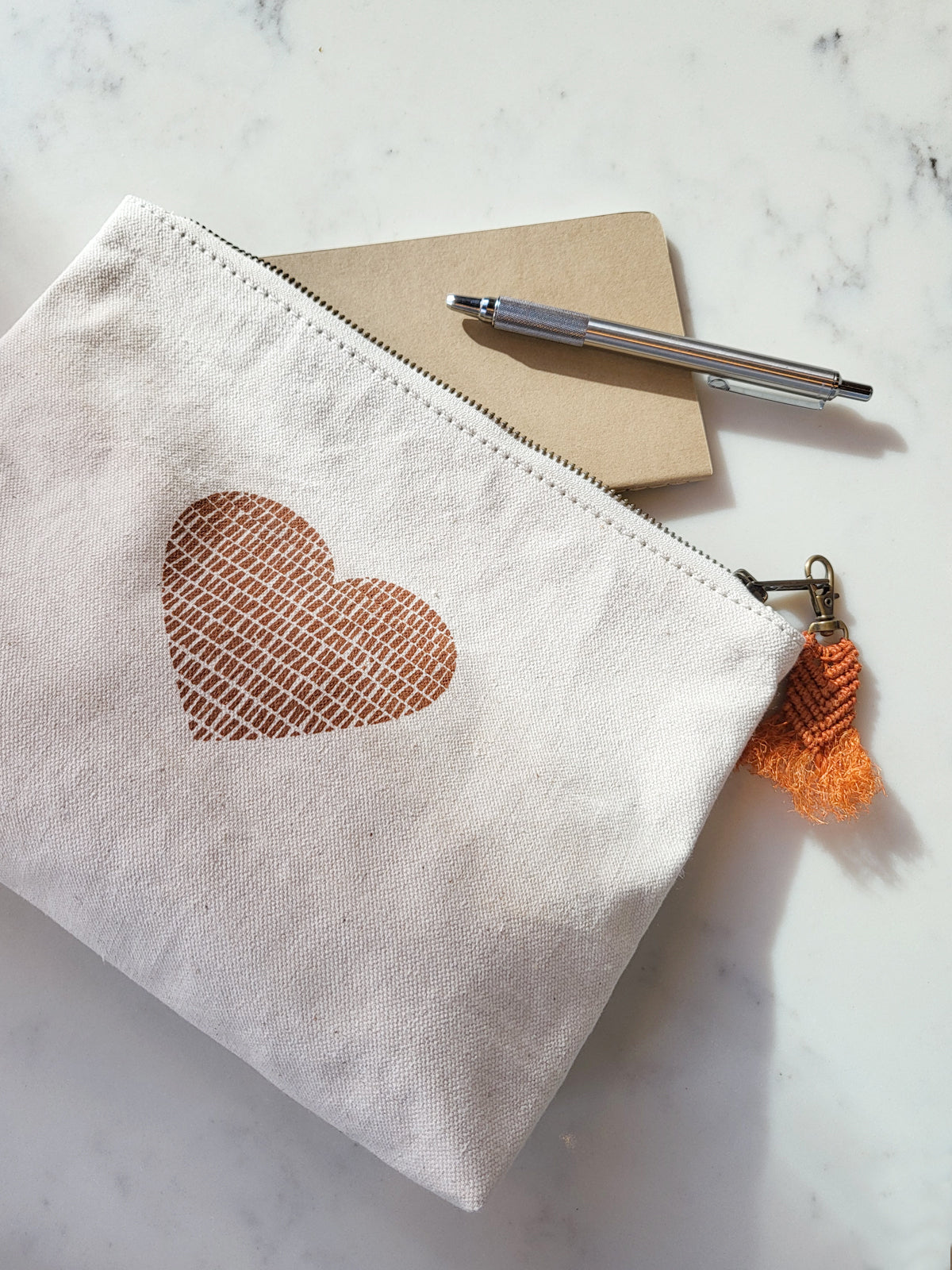 Hand Screen Printed Cotton Canvas Pouch - Love