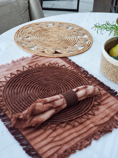 Woven Palm Fiber Napkin Ring - Brown (Set of 4)