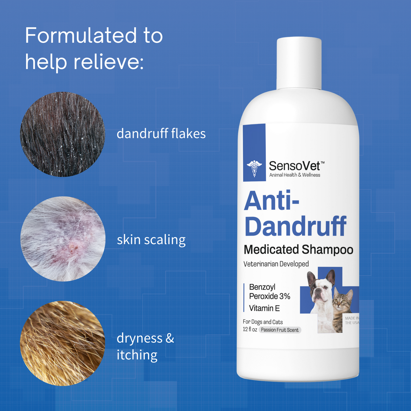 Anti-Dandruff Shampoo for Dogs & Cats - 12oz