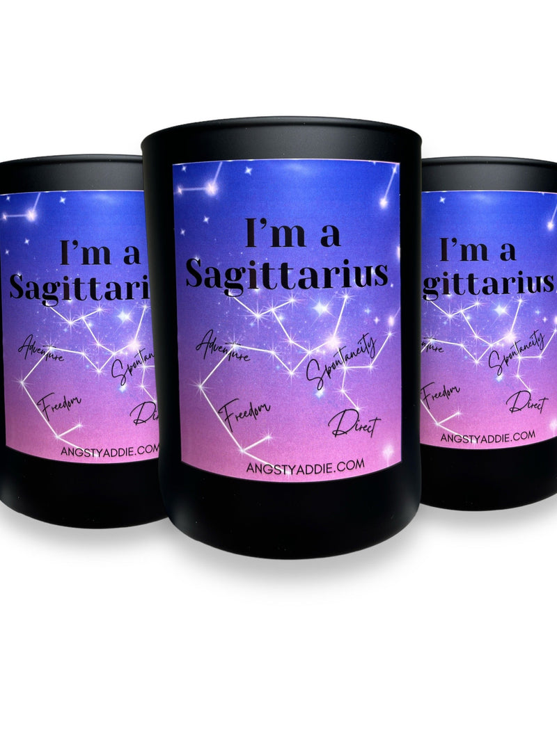 Sagittarius zodiac candle by Angsty Addie
