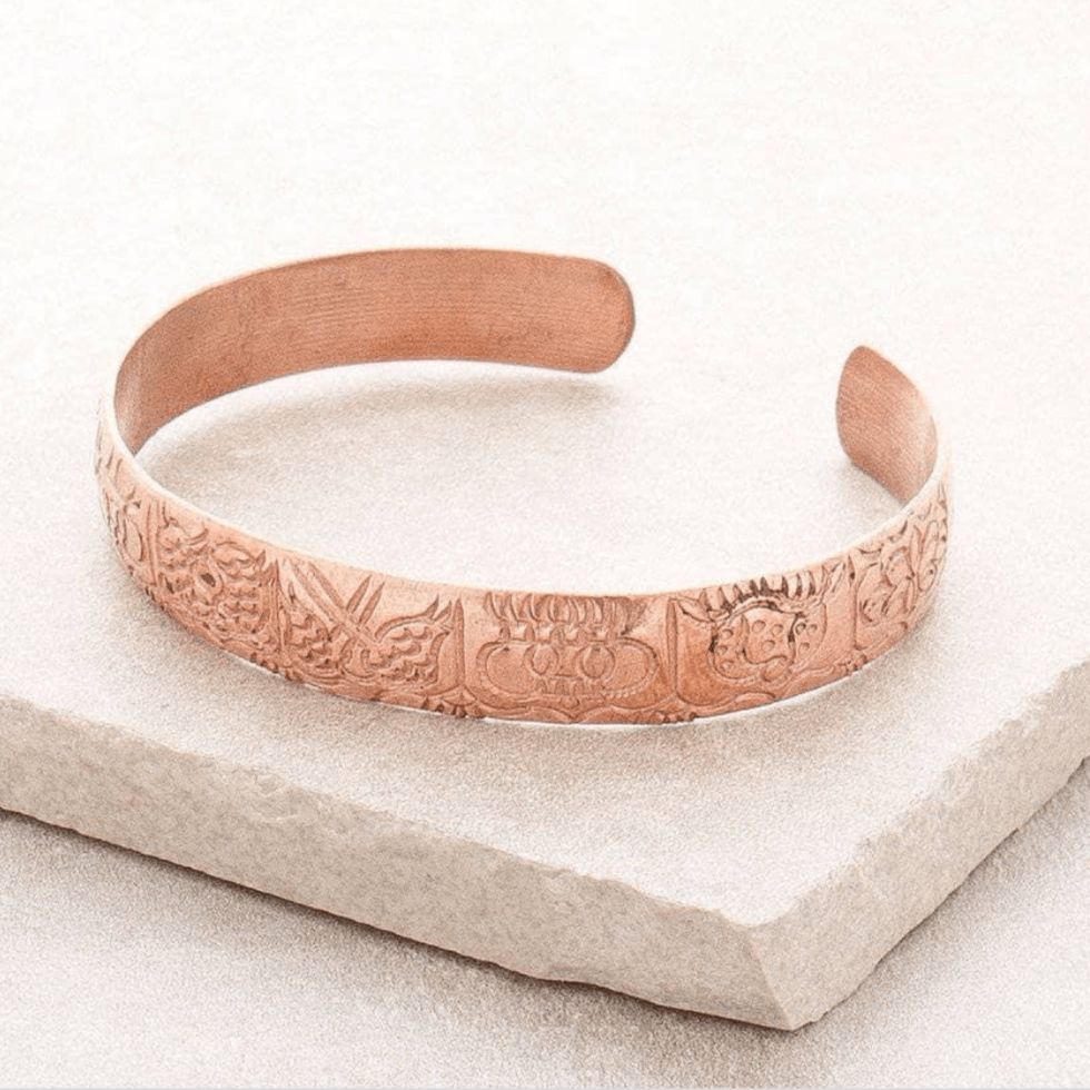 Fair Trade Astamangala Copper Healing Bangle by Tiny Rituals