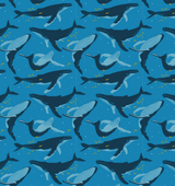 Extra Large Reusable Cloth Furoshiki Gift Wrap | Whales & Waves