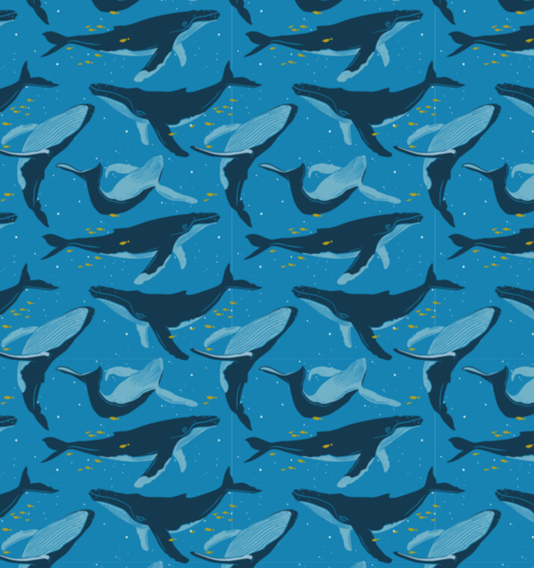 Extra Large Reusable Cloth Furoshiki Gift Wrap | Whales & Waves