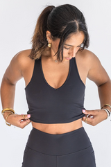 Seaav Coast to Coast V Neck Bra Top in Onyx 5