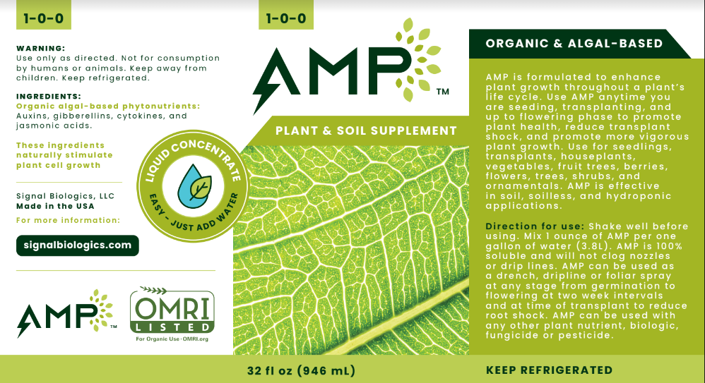 AMP Organic Biostimulant 8oz Bottle - harness the power of Algae.