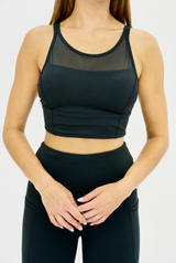 Seaav Sustainable Activewear Mesh Sports Bra Top in Black
