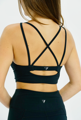 Seaav Sustainable Activewear Mesh Sports Bra Top in Black 3