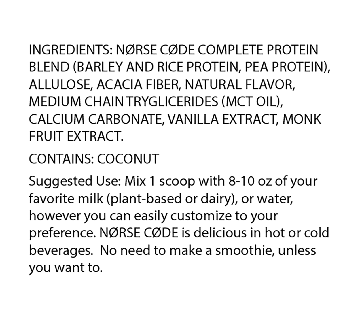 NØRSE CØDE Vanilla Plant Protein Powder