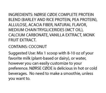 NØRSE CØDE Vanilla Plant Protein Powder