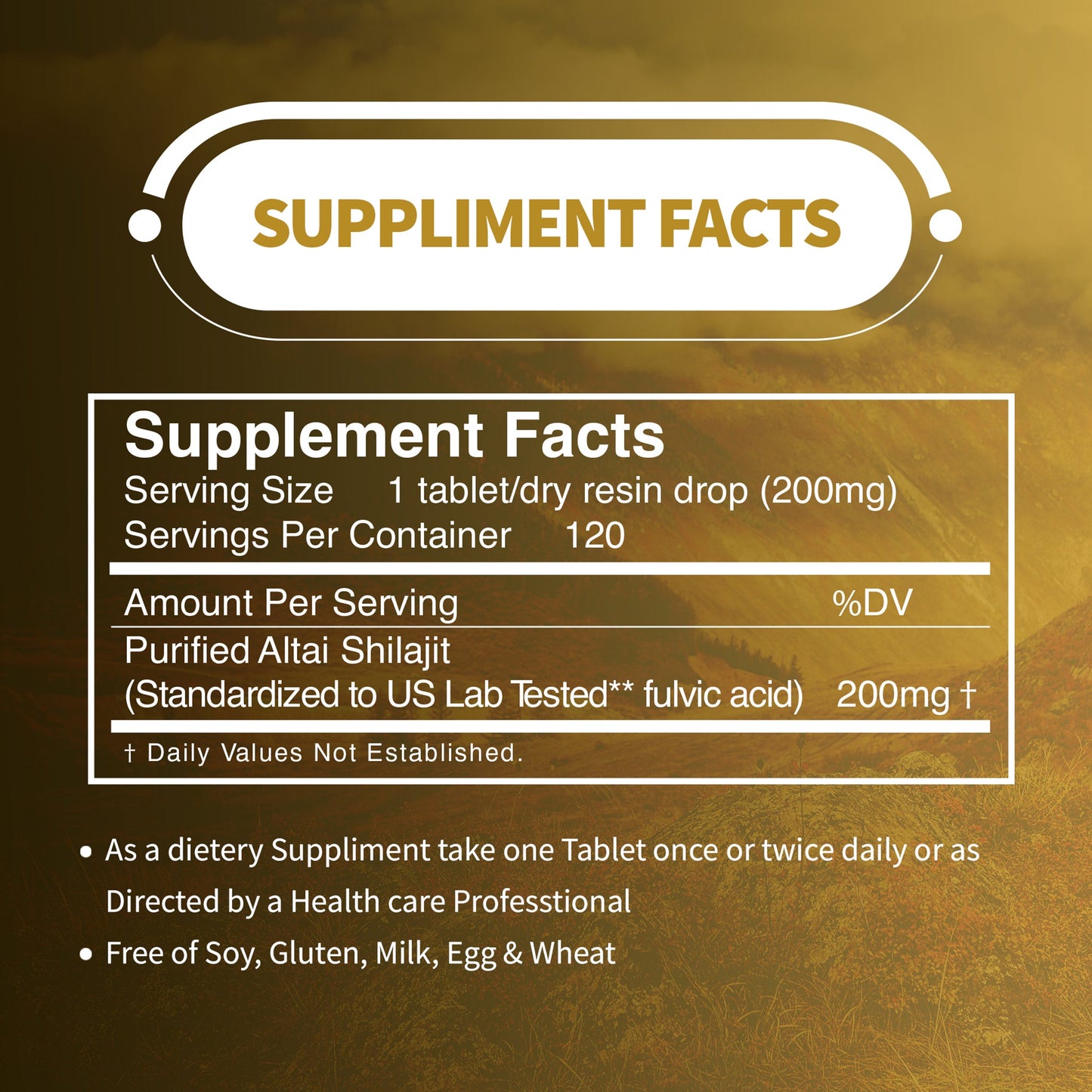 Shilajit 120 Dry Drops: Altai Golden Mountains Shilajit by Siberian Green