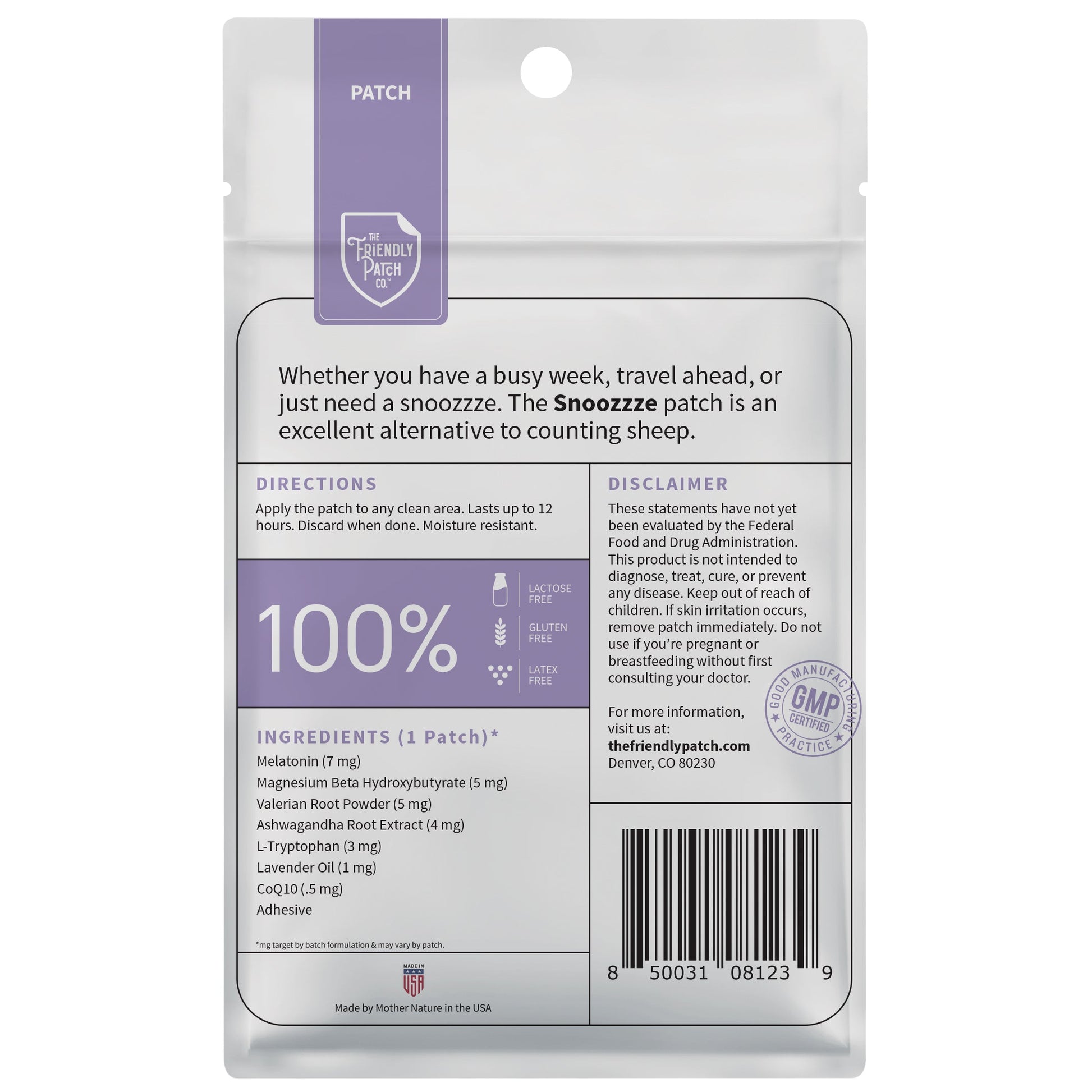 Snooze Melatonin Sleep Patches  - Travel 8 Pack