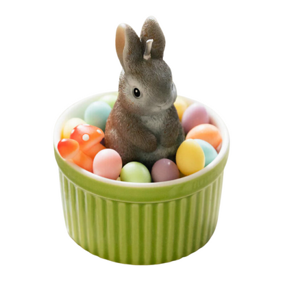 Easter Bunny Candle Bowl with Easter Egg & Mini Mushroom