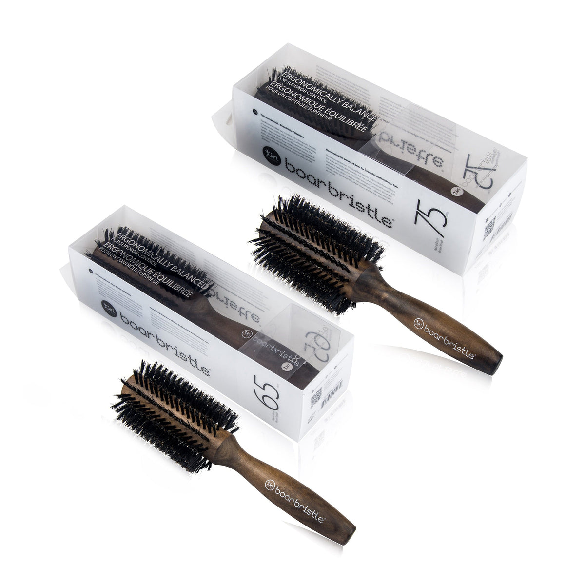 2pc Professional Boar Bristle Hair Brush Collection (Two Sizes Included)