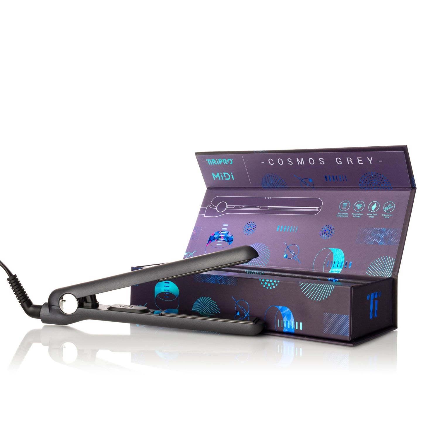 FREE GIFT 🎁 // Midi 0.75" Hybrid Straightener with Far Infrared Tech - Cosmos Grey