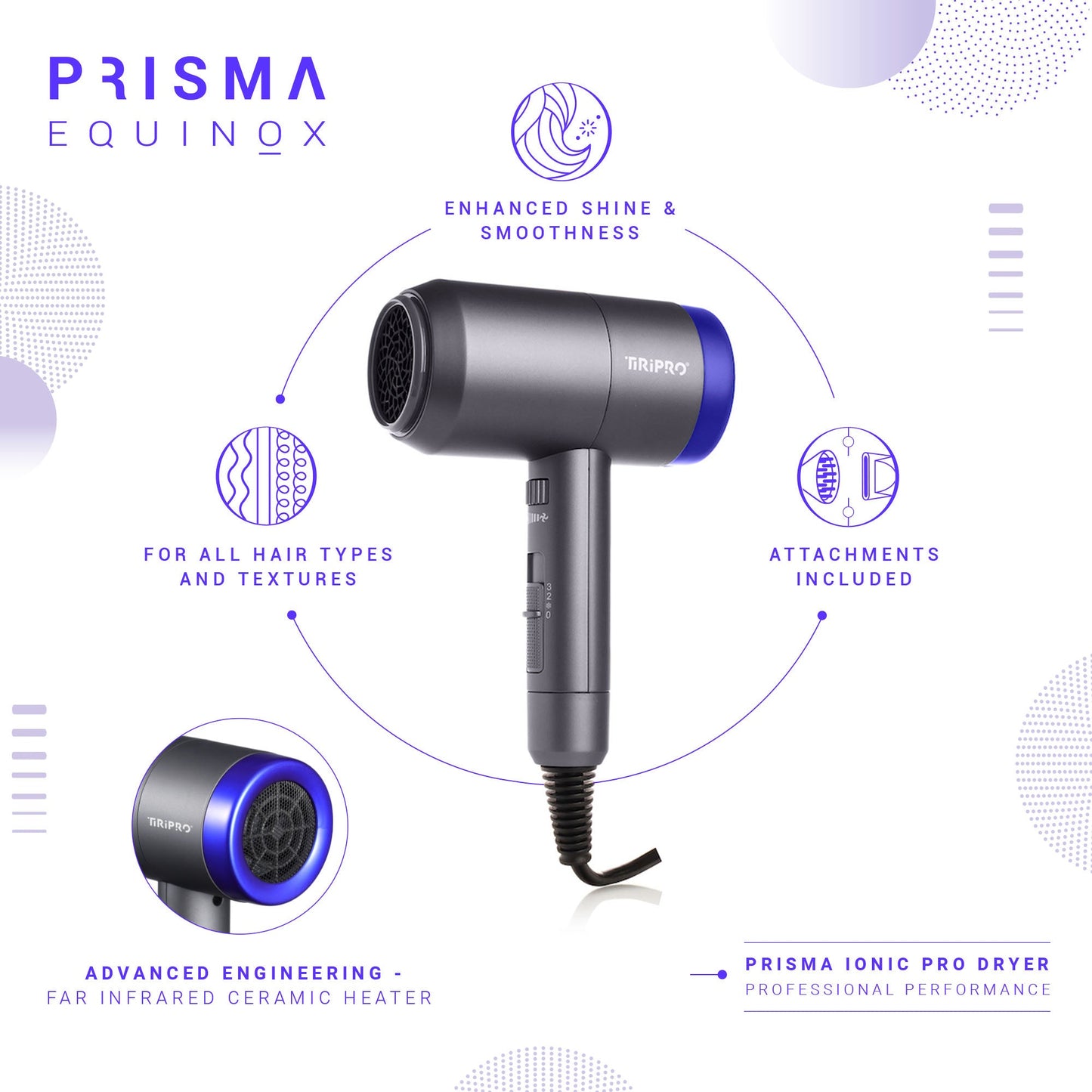 Prisma Pro Dryer with Adjustable Airflow Technology (Accessories Included)