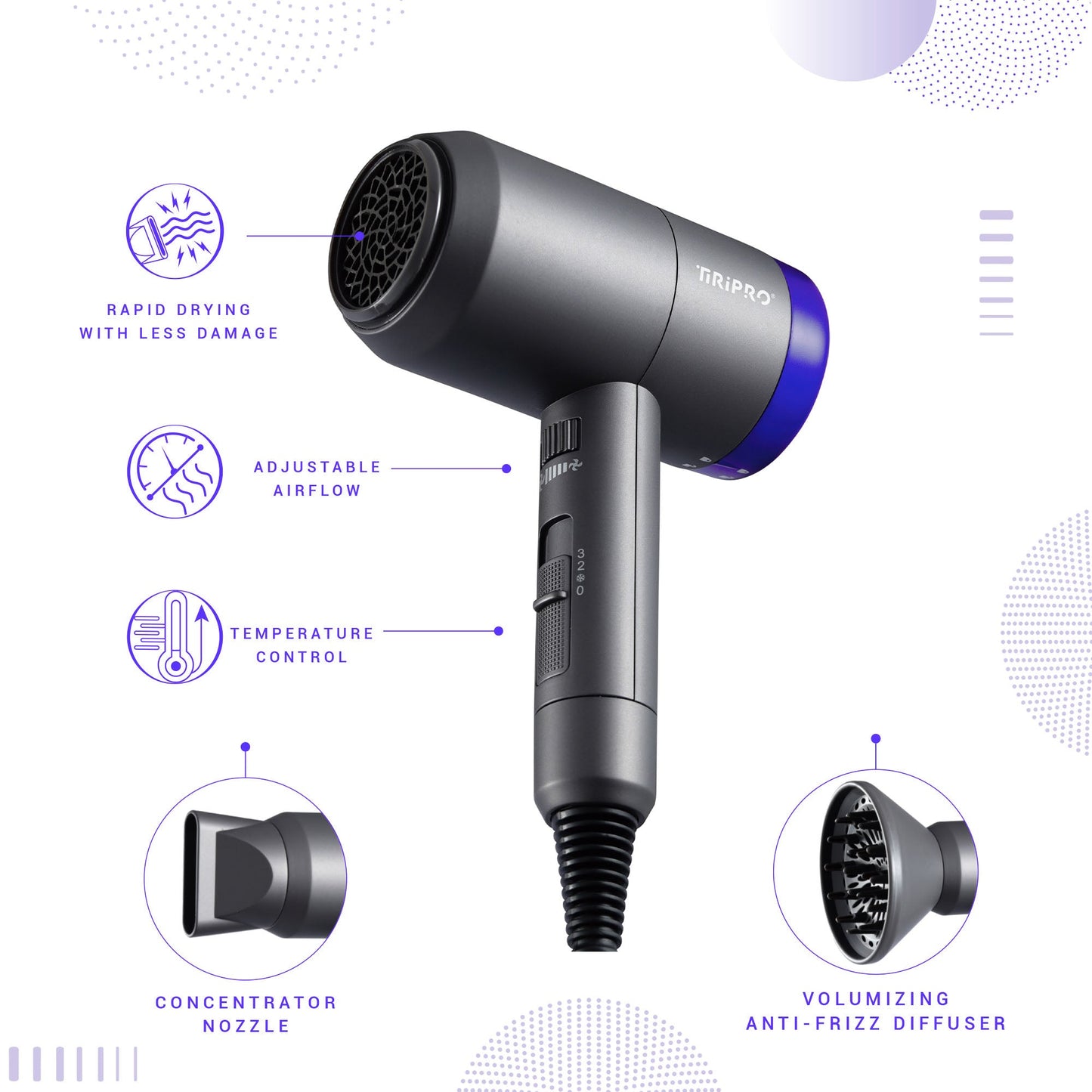 Prisma Pro Dryer with Adjustable Airflow Technology (Accessories Included)