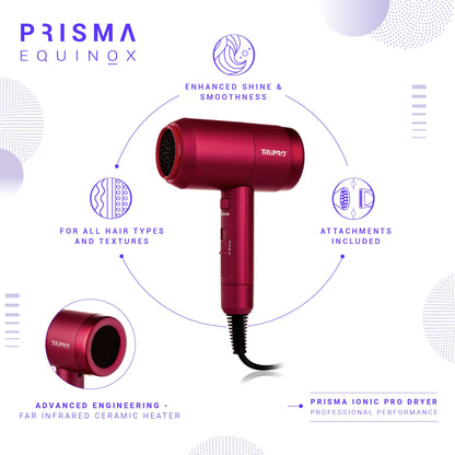 Prisma Pro Dryer with Adjustable Airflow Technology (Accessories Included)