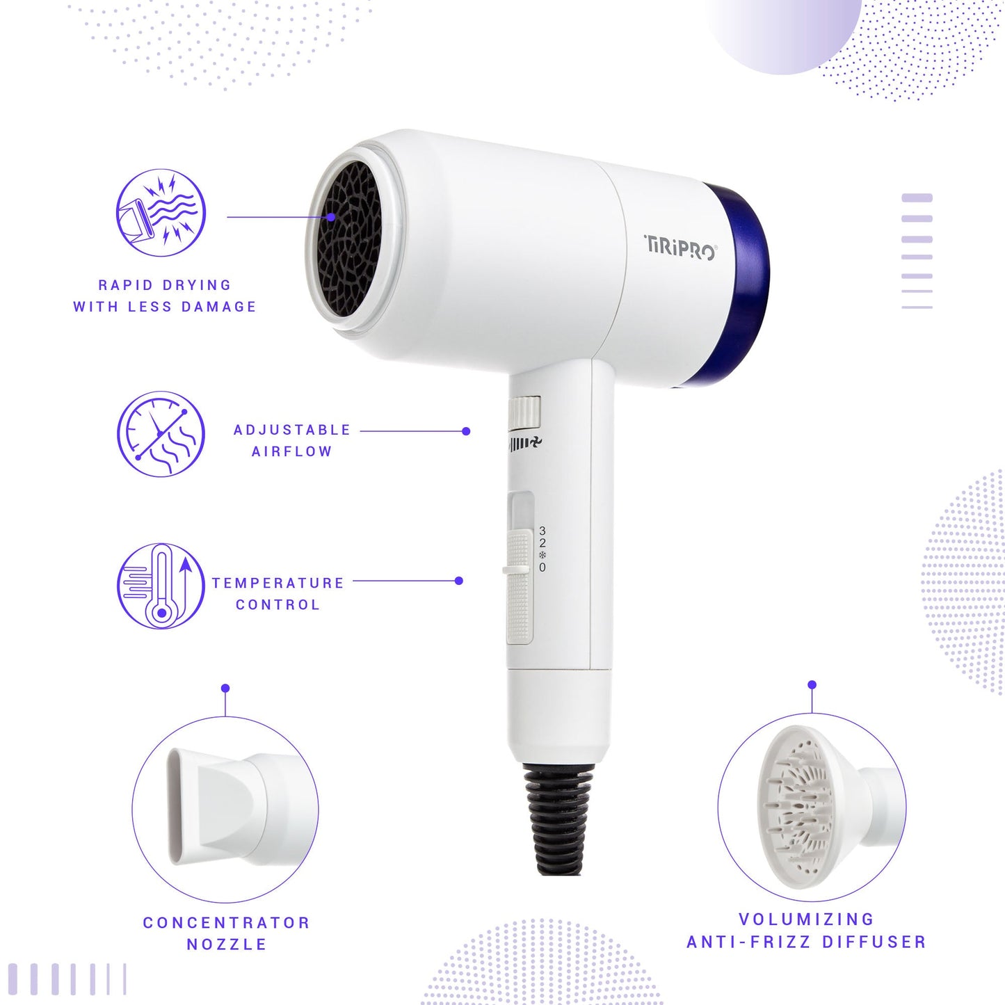 Prisma Pro Dryer with Adjustable Airflow Technology (Accessories Included)