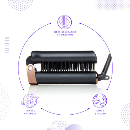 Equinox Foldable Hot Brush w/ Travel Case (Black Mirror)