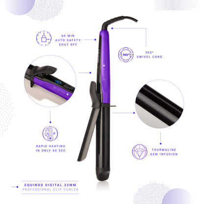 Equinox Digital 32mm Professional Clip Curler