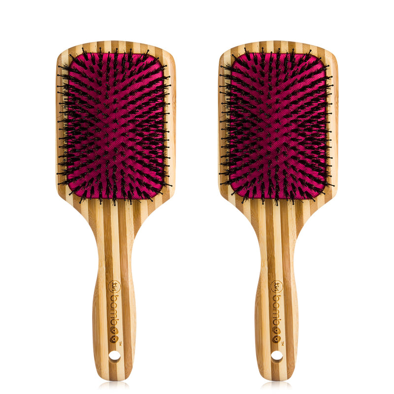 (Value 2-Pack) Detangling XL Bamboo Paddle Brush with Boar Bristles
