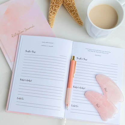 Mind + Body Self-Care Bundle: Reflection Journal & Rose Quartz Gua Sha by Bliss'd Co