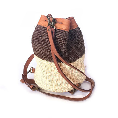 Transito Woven Mini Backpack | Brown-White by Made by Minga