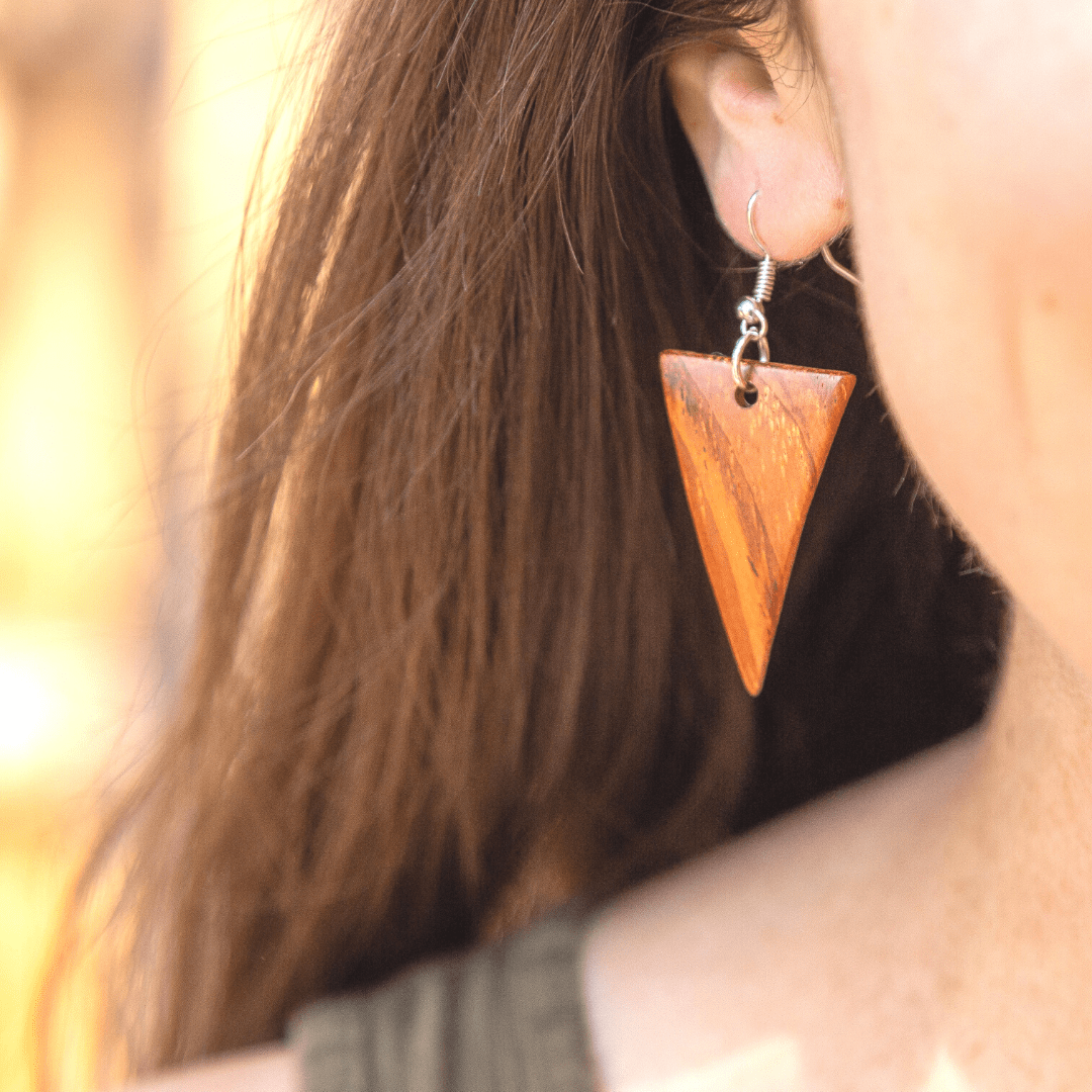 Wood Triangle Earrings by Upavim Crafts