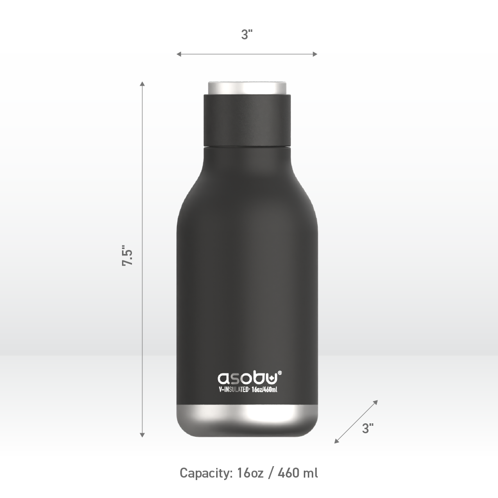 Urban Insulated and Double Walled Stainless Steel Bottle 16 Ounce by Asobu (Black) by ASOBU®