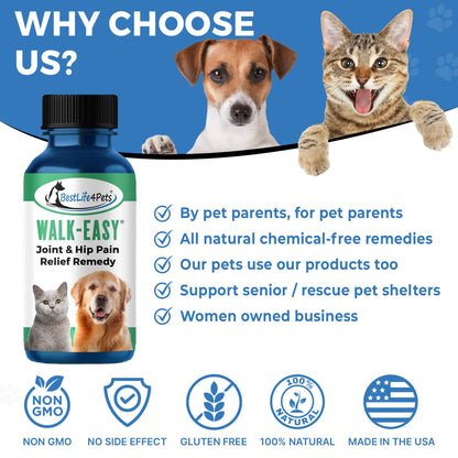 WALK-EASY® Joint and Hip Pain Relief for Dogs and Cats - Helps Arthritis, Torn Ligament and Other Joint Conditions by BestLife4Pets