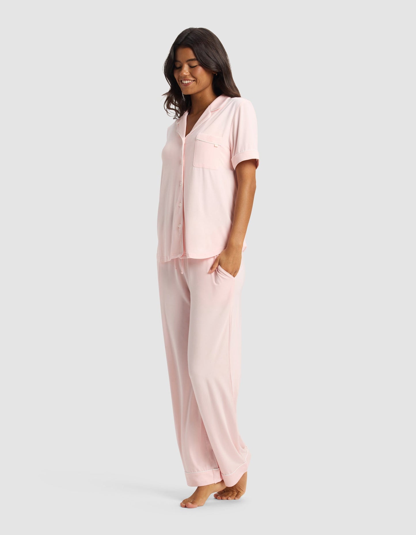 Women's Bamboo Stretch-Knit Short Sleeve & Pant Pajama Set