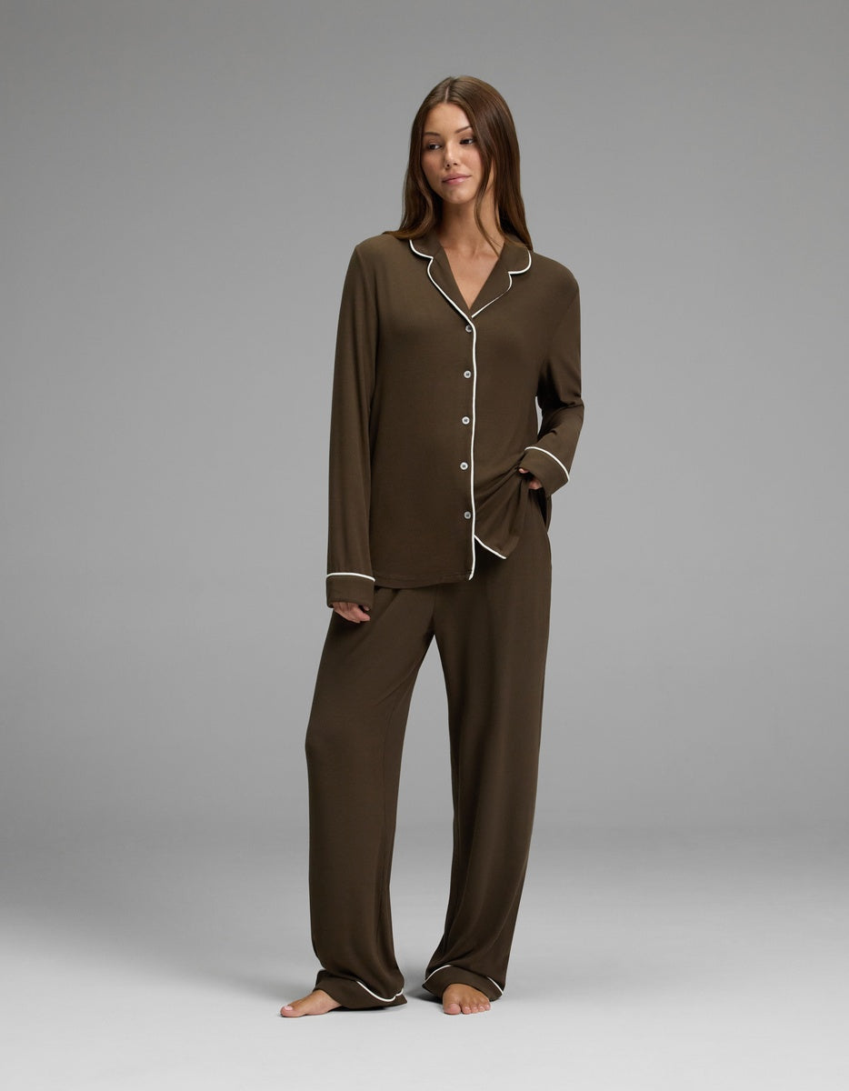 Women's Bamboo Rib-Knit Classic Long Sleeve Pajama Set