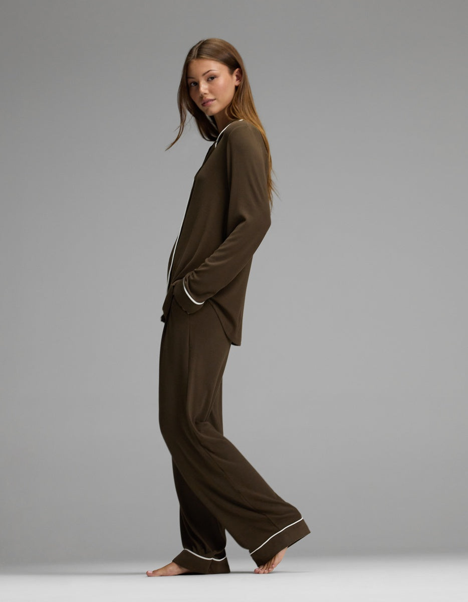 Women's Bamboo Rib-Knit Classic Long Sleeve Pajama Set