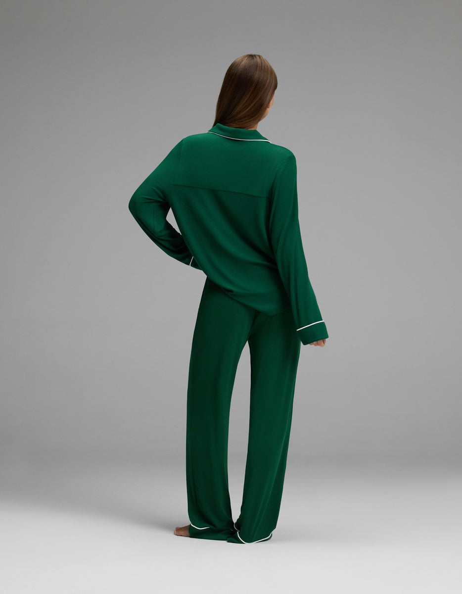 Women's Bamboo Rib-Knit Classic Long Sleeve Pajama Set