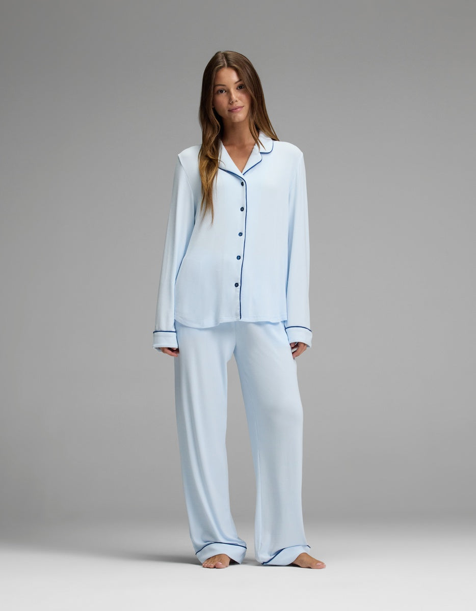 Women's Bamboo Rib-Knit Classic Long Sleeve Pajama Set