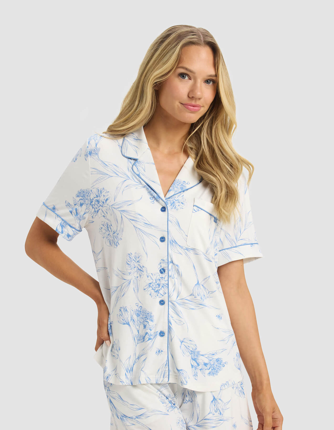 Women's Bamboo Stretch-Knit Short Sleeve & Pant Pajama Set