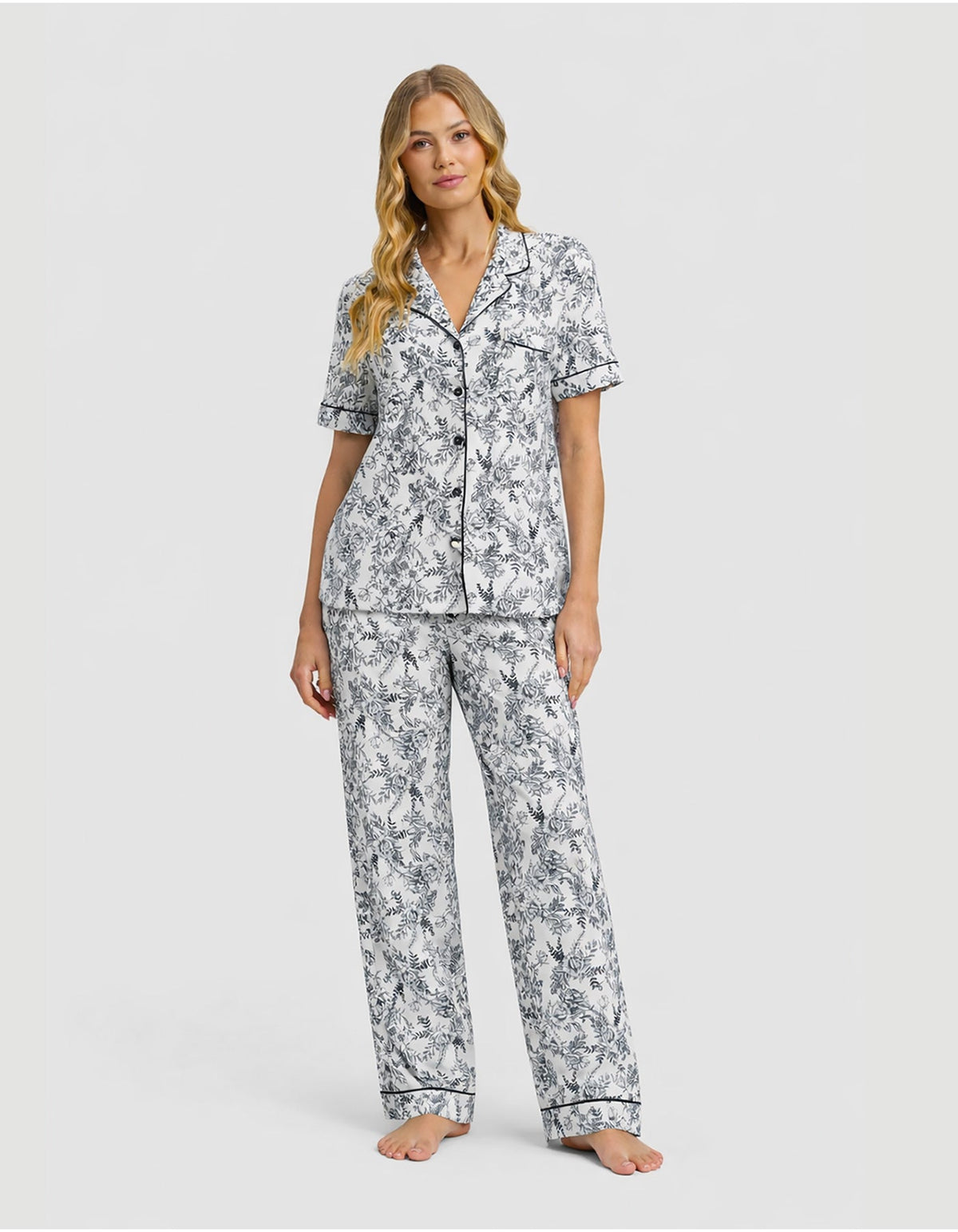 Women's Bamboo Stretch-Knit Short Sleeve & Pant Pajama Set
