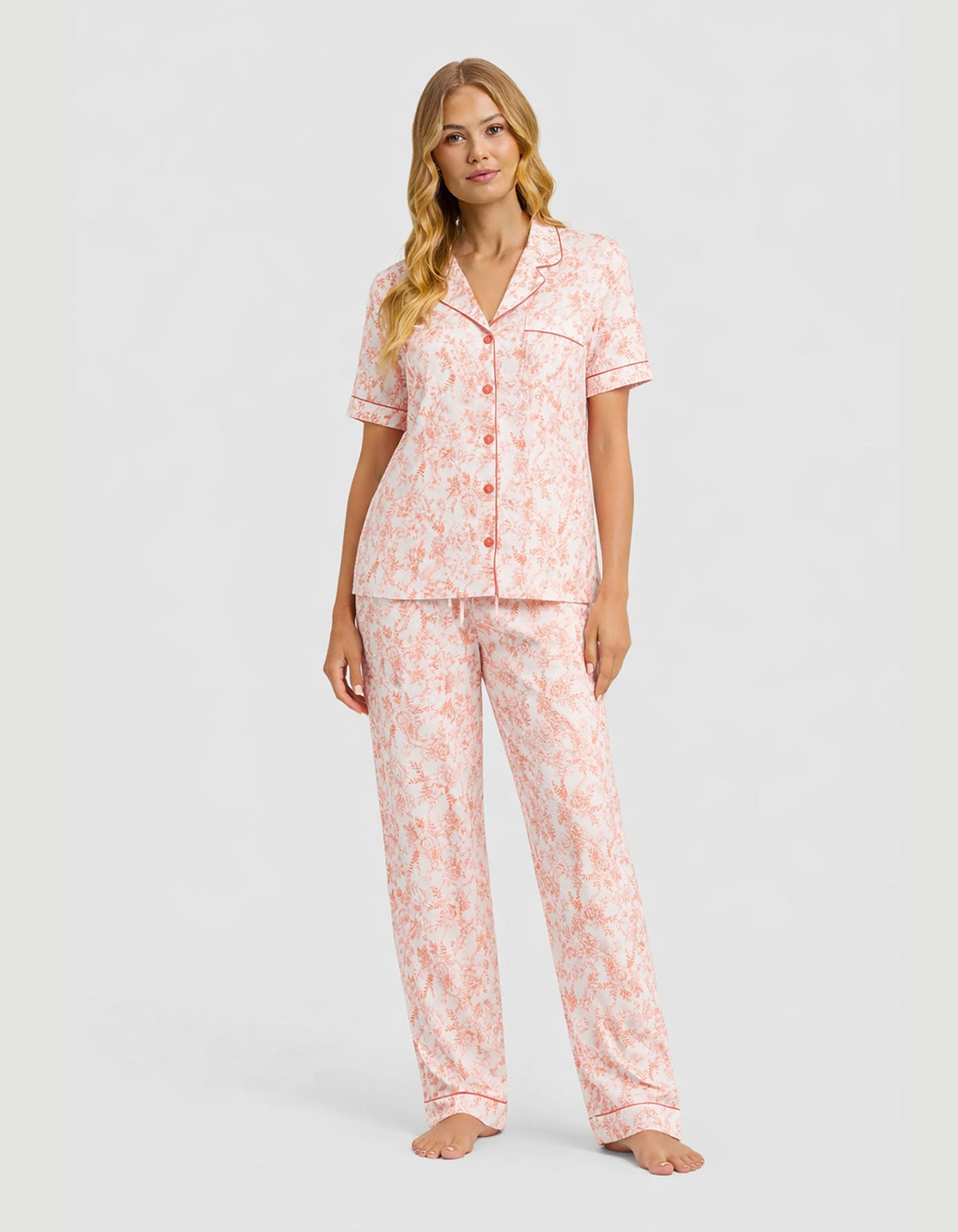 Women's Bamboo Stretch-Knit Short Sleeve & Pant Pajama Set
